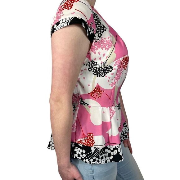 New York & Company Pink and Black Flora Top - Picture 6 of 9